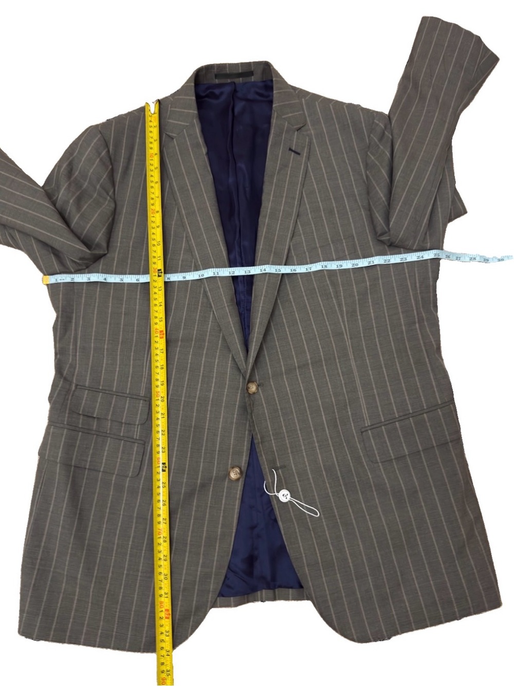 NWT Oliver Wicks Suit 50 Sage Green Tropical Wide Stripe Canvassed Wool Custom - Picture 3 of 16